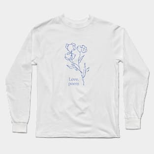 Love Poem Blue Flower Doodle Long Sleeve T-Shirt